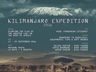 Kilimanjaro Expedition 2016 advert